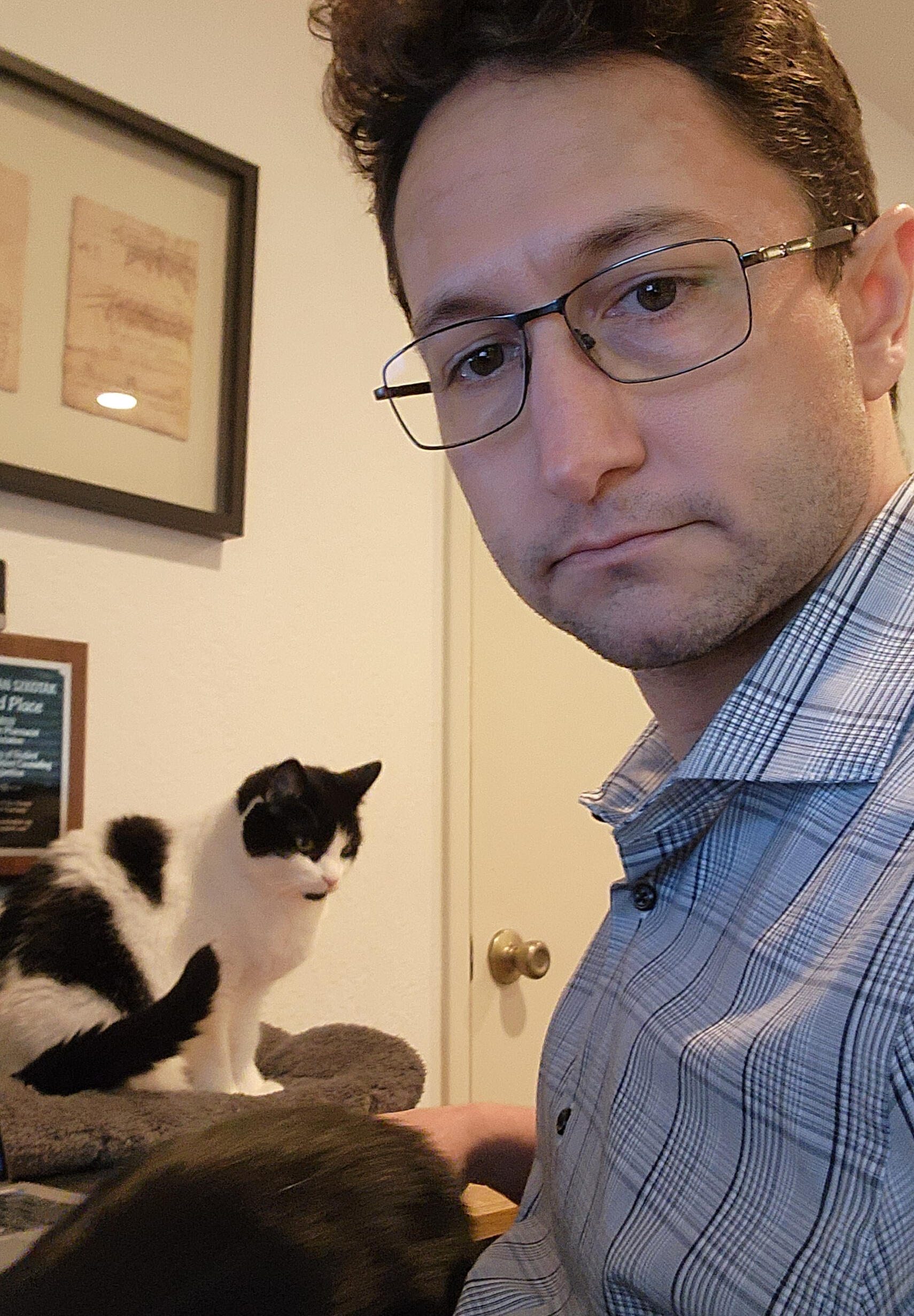 Wheeler on the desk with Jonathan Szkotak