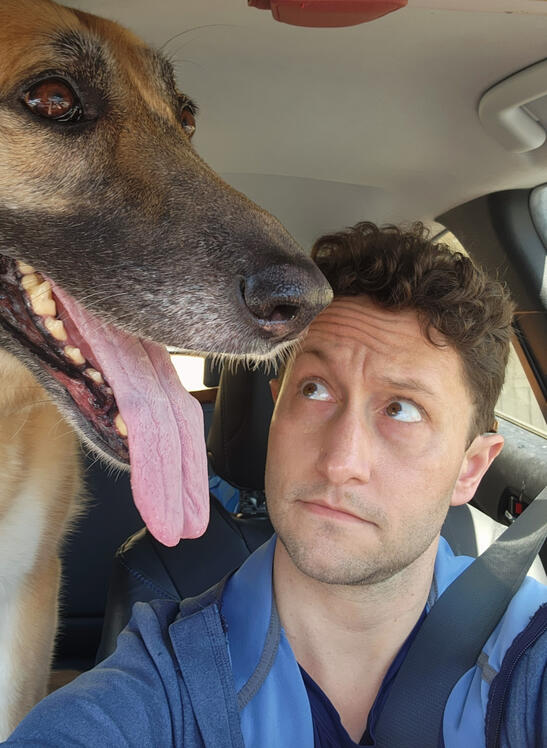 Nika and Jonathan Szkotak in the car
